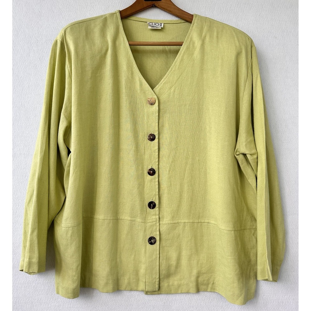VTG Clio Linen Jacket Top Shirt Buttons Women's Plus 1X